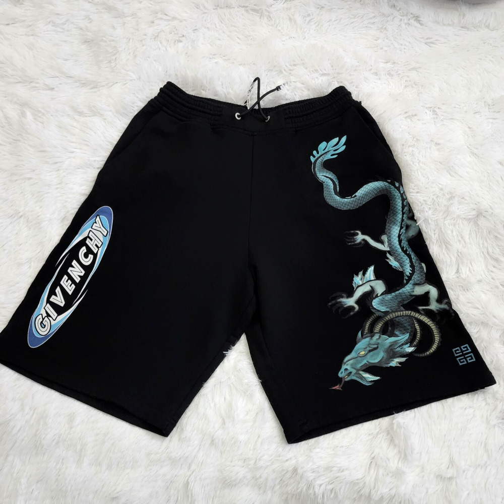 Givenchy Dragon-Print Cotton Jersey Black Shorts size XS